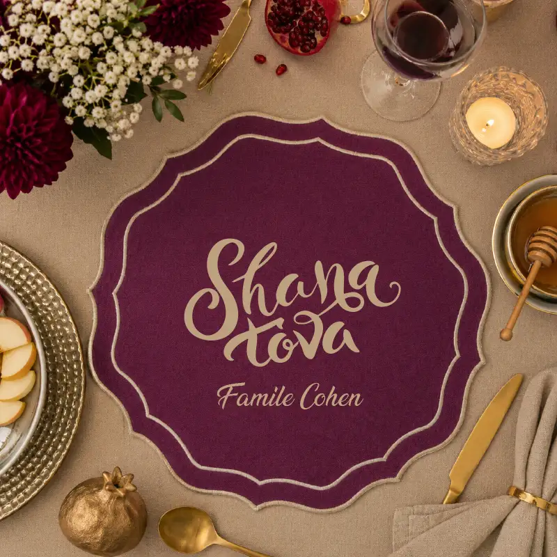 Couvre pain Shana Tova burgundy