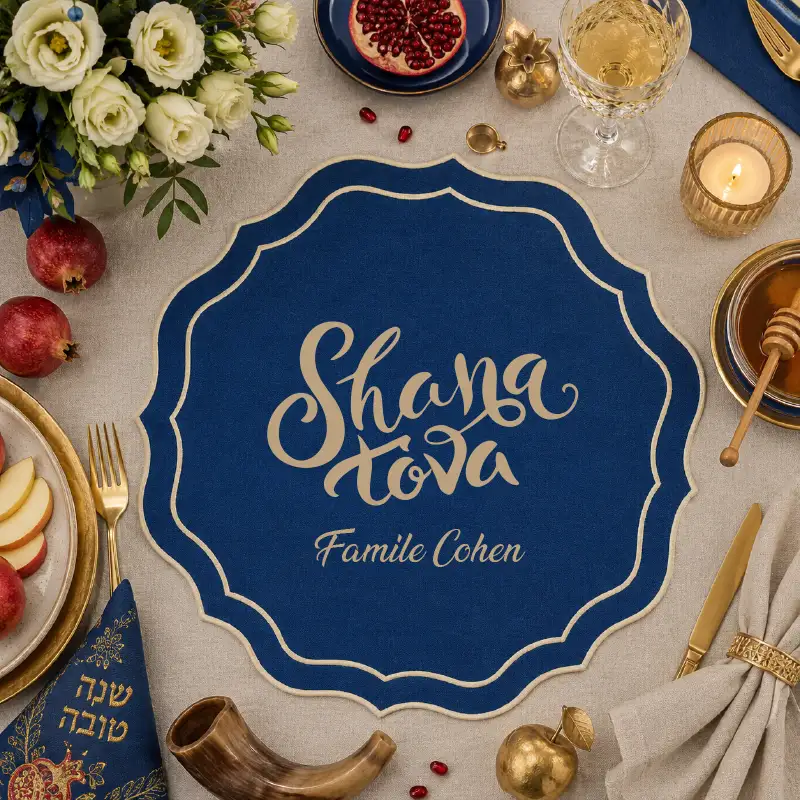 Couvre pain Shana Tova Blue Royal